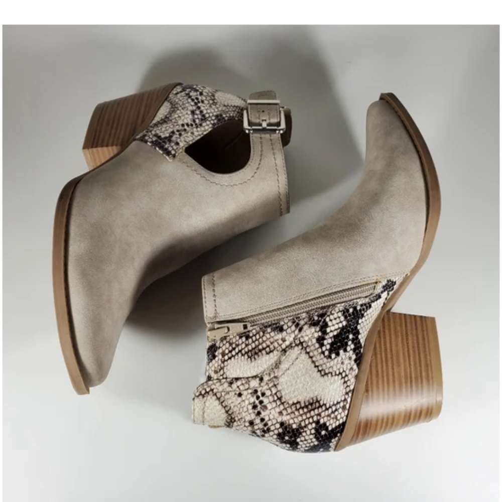 Chic Taupe and Snake Print Ankle Booties